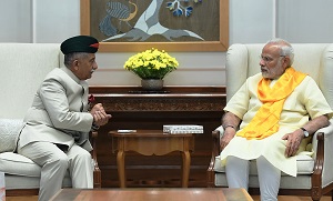 The Governor of Arunachal Pradesh Brig. (Dr.) B.D. Mishra (Retd.) with the Hon�ble Prime Minister of India at 7 Race Course Road, New Delhi on 7th June, 2018.